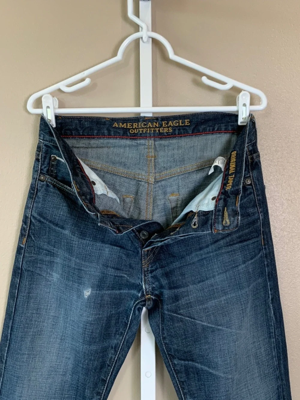 American Eagle Original Taper Distressed Jeans